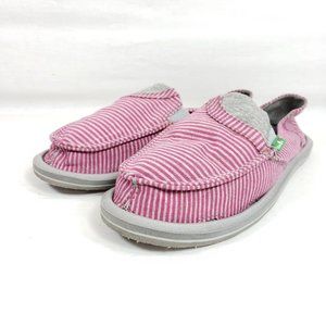 Sanuk Pink and Gray Striped Flats